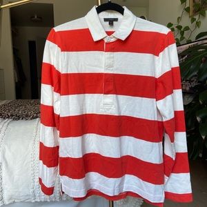 J Crew Rugby Shirt - Size Medium - white and orange